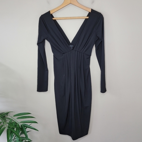 Moda International | Black Double V Body Con Dress Size Small - Picture 1 of 7